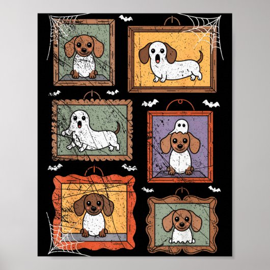 Poster Dog In Ghost Costume Funny Halloween Puppy Lover (Devant)