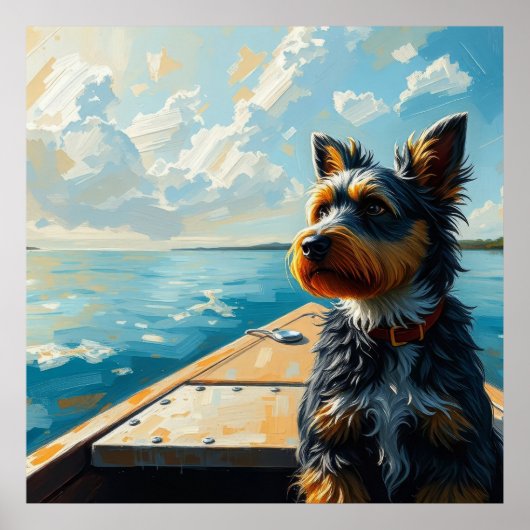 Poster Dog on a boat (Devant)