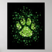 Poster Dog Paw Irish Lucky Green Shamrock (Devant)