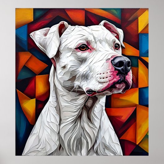 Poster Dogo Argentino Chien de Garde Blanc Race Puissante (Devant)