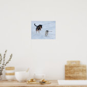 Poster Dogs Playing in the Snow (Cuisine)