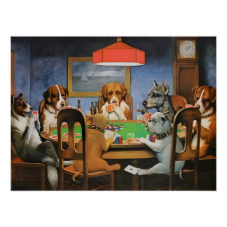 Poster Dogs Playing Poker by Cassius Marcellus Coolidge's