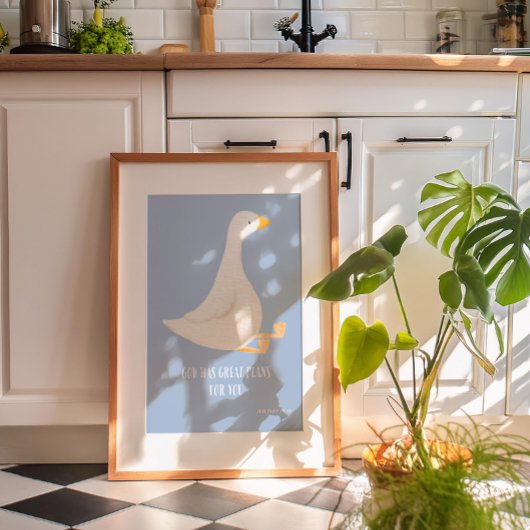 Poster d'oie soie bleu aquarelle