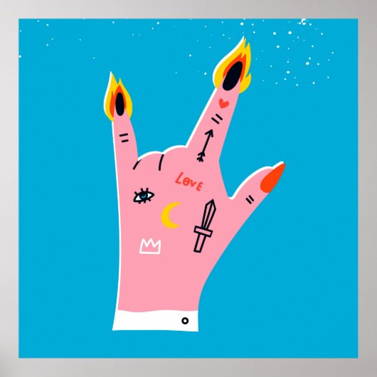 Poster doigts de feu Abstraits (Devant)