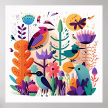 Poster d'oiseau de couleur, poster de chambre pour