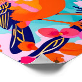 Poster d'oiseaux chanteurs colorés - Design floral (Coin)