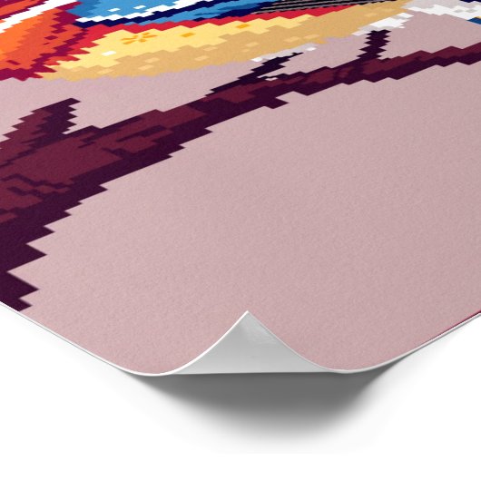 Poster d'oiseaux coloré Pixel Art (Coin)