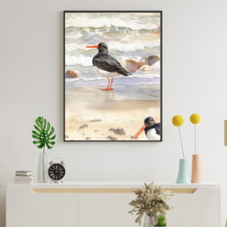 Poster d'oiseaux de plage d'Ocean Beach