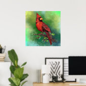 Poster d'oiseaux du Cardinal rouge du Nord - Peint (Bureau à domicile)