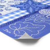 Poster d'oiseaux en porcelaine bleue et en cage à (Coin)