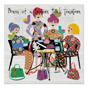 Poster d'oiseaux Mah Jongg