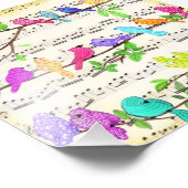 Poster d'oiseaux musicaux colorés (Coin)