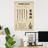 Poster Dojo Kun – Les Cinq Préceptes du Karaté (Bureau à domicile)