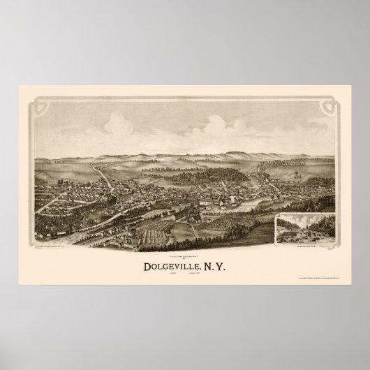 Poster Dolgeville, NY Carte panoramique - 1890 (Devant)