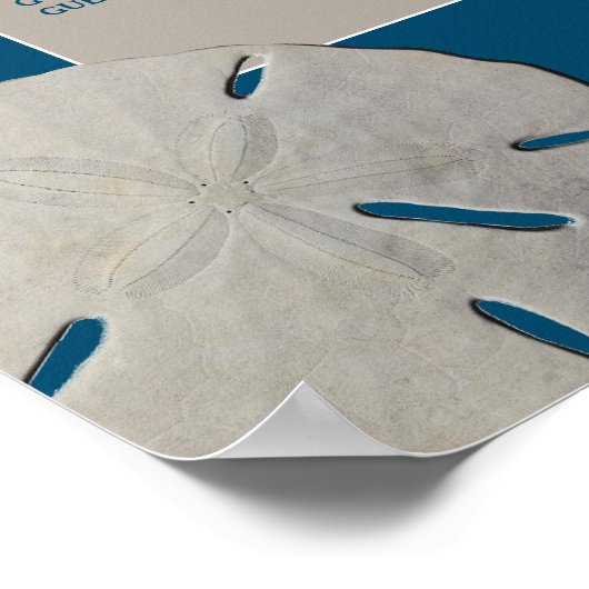 Poster Dollar de sable, Ocean Blue Beach Wedding Table Pl (Coin)