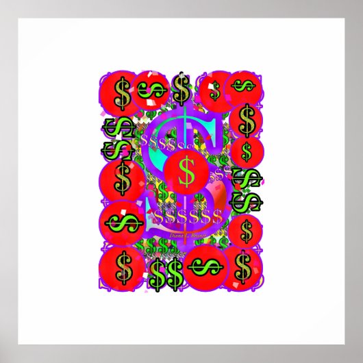 Poster Dollar Signes monétaires Devise Dollar Bill Thrift (Devant)