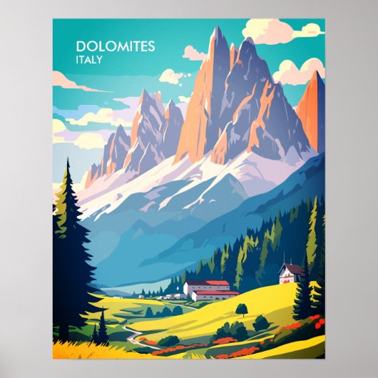 Poster Dolomites Italie Vintage voyage (Devant)