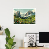 Poster Dolomites, Italie Voyage Rétro (Bureau à domicile)