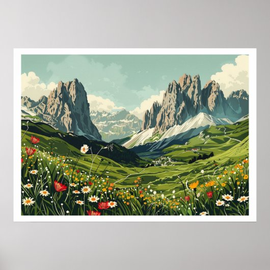 Poster Dolomites, Italie Voyage Rétro (Devant)