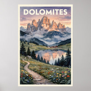 Poster Dolomites Italie Voyage Rétro