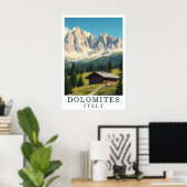 Poster Dolomites Italy Mountain Alpine Cabin Art (Bureau à domicile)