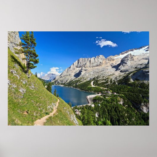Poster Dolomiti - col de Fedaia avec lac (Devant)