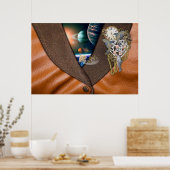 Poster Dolphin time on leather (Cuisine)