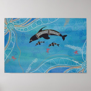 Poster Dolphin Twin Calves