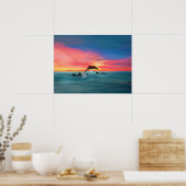 Poster Dolphins Beach Sunset Imaginaire Art (Cuisine)