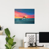 Poster Dolphins Beach Sunset Imaginaire Art (Bureau à domicile)