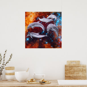 Poster Dolphins étoilés