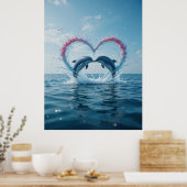 Poster Dolphins Valentine Tropical Love Heart Ocean  (Cuisine)