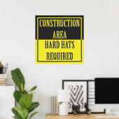 POSTER DOMAINE DE CONSTRUCTION - CASQUETTES DURS REQUIS (Bureau à domicile)