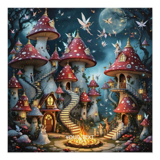 Poster Domaine forestier de champignons mignons d'Imagina (Devant)