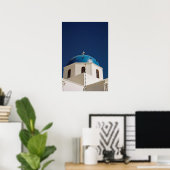 Poster Dôme bleu, Santorin, Grèce (Bureau à domicile)