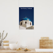 Poster Dôme bleu, Santorin, Grèce (Cuisine)