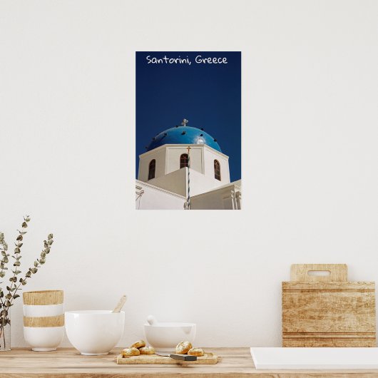 Poster Dôme bleu, Santorin, Grèce (Cuisine)