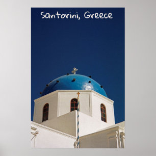 Poster Dôme bleu, Santorin, Grèce