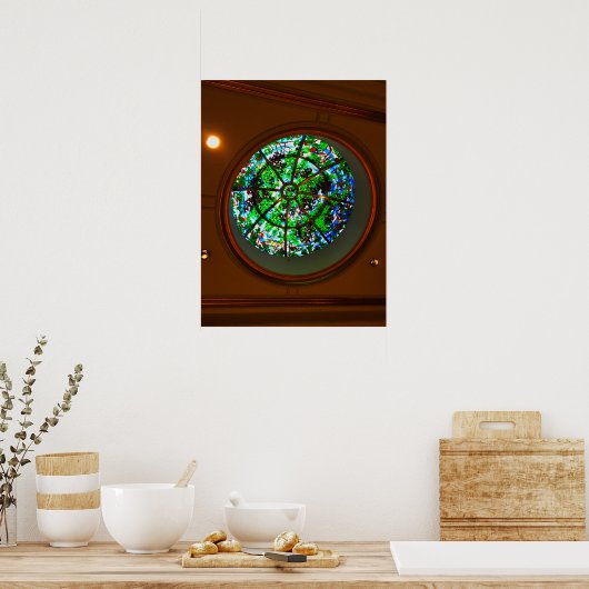 Poster Dôme de plafond en verre tendu avec design botaniq (Cuisine)