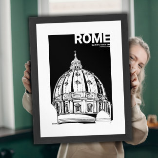 Poster Dôme de Saint-Pierre Vatican Croquis au stylo