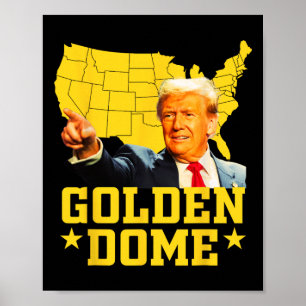 Poster Dôme doré Trump Grande carte américaine patriotiqu