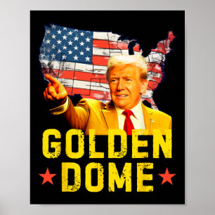 Poster Dôme Doré Trump Grande Carte Américaine Patriotiqu
