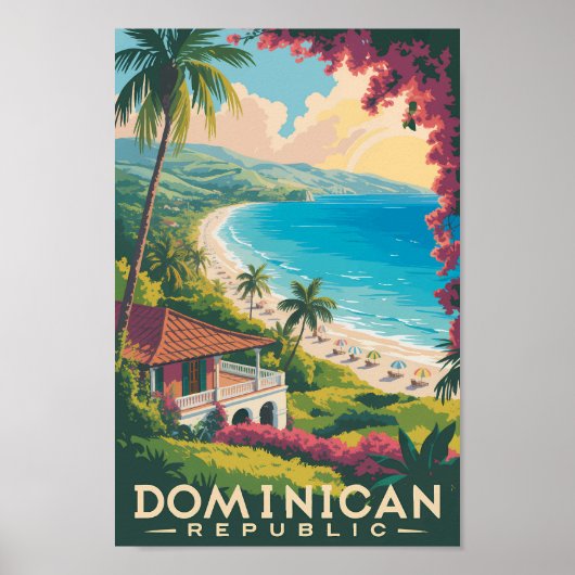 Poster Dominican Republic Beach Illustration Travel Art (Devant)