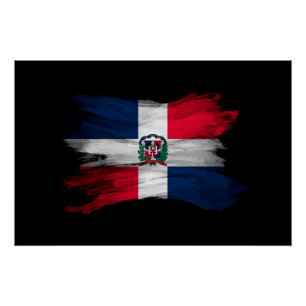 Poster Dominican Republic flag brush stroke