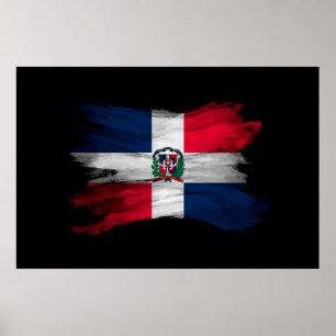 Poster Dominican Republic flag brush stroke