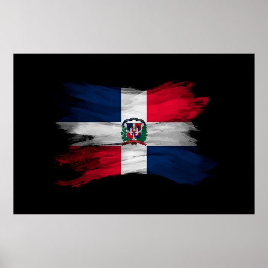 Poster Dominican Republic flag brush stroke (Devant)