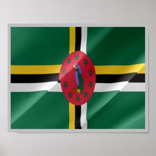 Poster Dominique - drapeau dominicain agitant - (Devant)