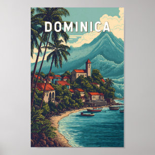 Poster Dominique Illustration Art de Voyage Vintage
