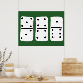 Poster Dominos blancs avec points noirs sur vert (Cuisine)