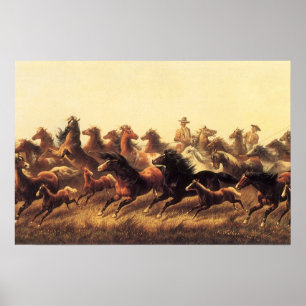 Poster Domptage de chevaux sauvages par James Walker